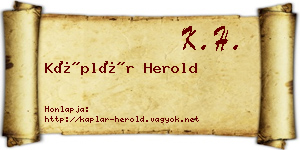 Káplár Herold névjegykártya